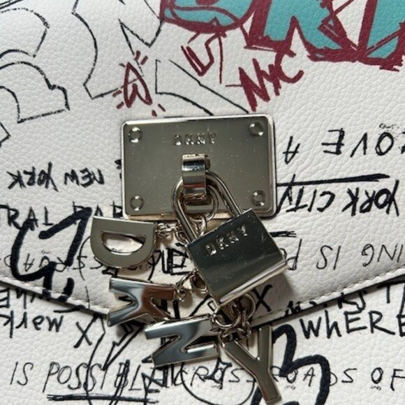 DKNY Cleo Camera Pebbled Leather "Graffiti" Shoulder Bag - Picture 2 of 6